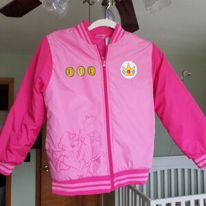 Girls Nintendo Princess Peach Mario Pink Bomber Jacket